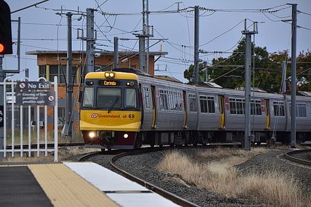 Austrália, Brisbane, Trem, Corinda, Queensland, trem-linha, Central