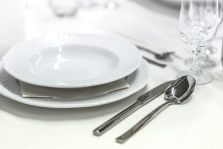 svatební hostinu, banket, stolní nádobí, příbory, Svatba, nůž, sklo