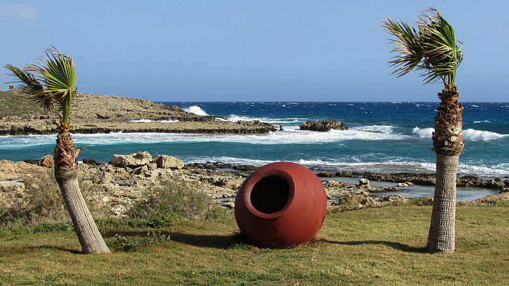 Kypr, Ayia napa, Nissi beach, džbán, kontejner, červená, tradiční