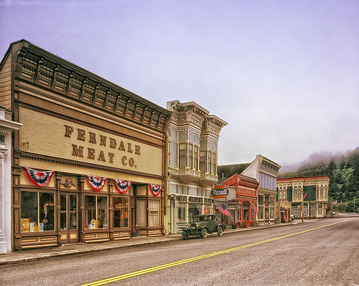 ferndale, california, downtown, buildings, town, hdr, sky