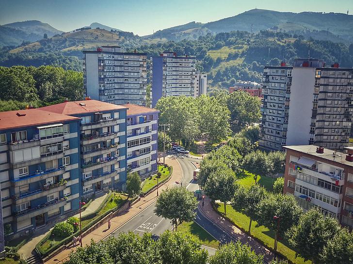 táj, épületek, Mount, városi táj, Euskadi, nézet