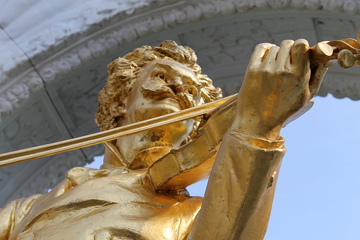 Johann strauss, Wien, byparken, Stadtpark Wien, monument, gull, statuen