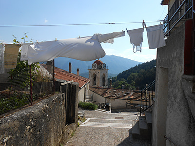selo, Aleja, ceste, talijanski, Crkva, crkveni toranj, praonica rublja