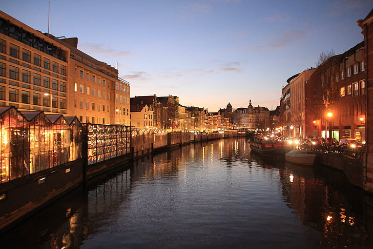 Amsterdam, kanály, Nizozemsko, Evropa, cestování, řeka, Holandština