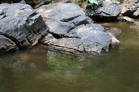 batu-batu di Sungai, Stream, Brook, air, batu, besar, alam