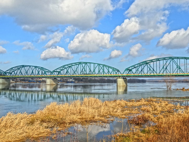 puente, Bydgoszczy, Vístula, Río, cruzando, infraestructura, construcción