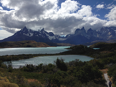 jazero, Patagonia, Príroda, jazerá, Dovolenka, hory, zatiahnutej oblohe