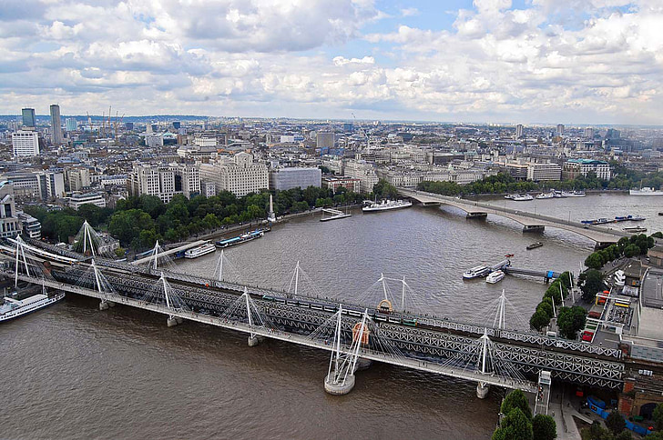 Themsen, elven, vann, skyline, London, byen, byen