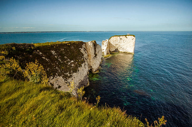 Dorset, Old harry rocks, Swanage bay, rif, Rock, Oceaan, zee