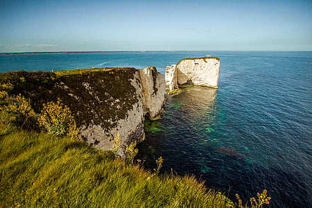 Dorset, stará harry skaly, Swanage bay, Reef, Rock, Ocean, more