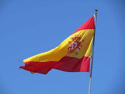 vlajka, Španělsko, obloha, vítr, svátek, vlající, Španělština