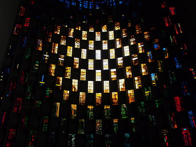 obarví, sklo, Coventry, Katedrála, křtitelnice, Baptisterium, světlo