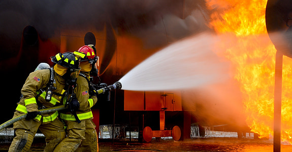 firefighters, training, live, fire, controlled, protection, danger