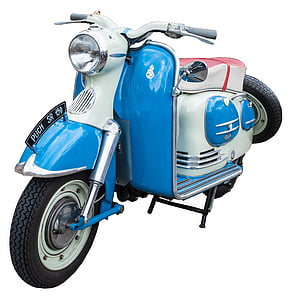 azul, motor, vespa, moto scooter, Puch, vehículo, motos