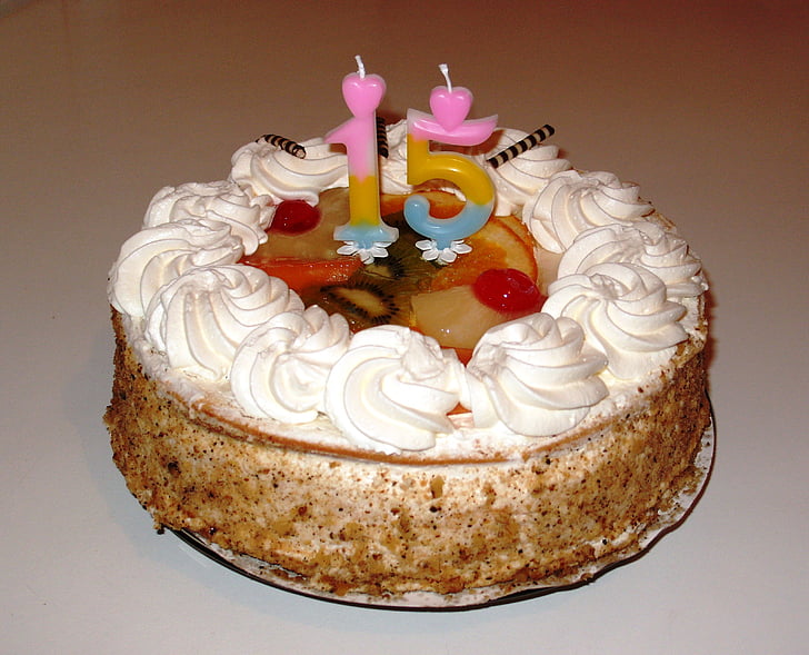 kage, fødselsdag, dessert, glasur, fest, stearinlys, sød mad