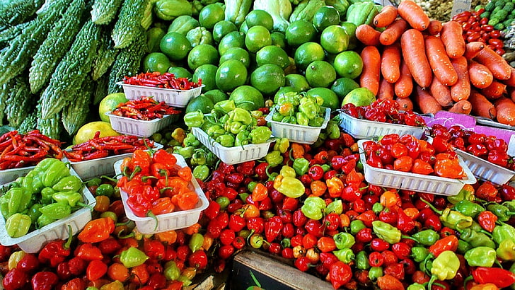 Kmečka tržnica, sveže, zelenjave, zrel, različnih, trgovina, proizvajajo