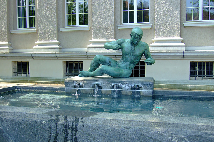 skulptur, Zurich, fontene, resten, kunst, vann-funksjonen