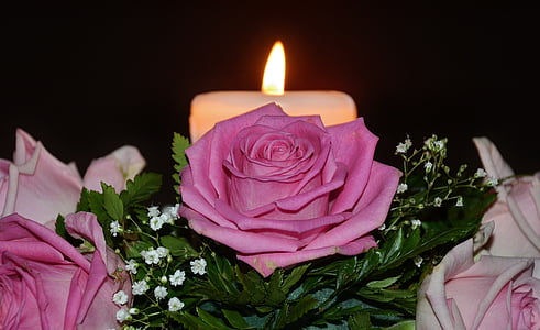 stearinlys, flamme, jul, arrangement, dekoration, lys, romantisk