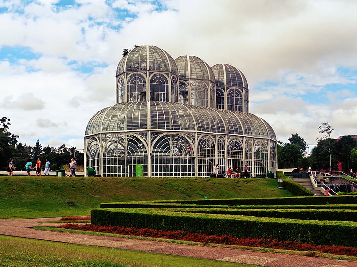botanikus kert, Curitiba, Brazília, Pálmaház, felhő - ég, utazási célpontok, építészet