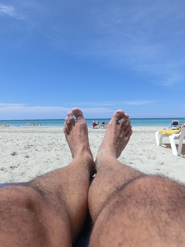 Bãi biển, Cuba, bàn chân, thư giãn, mối quan tâm, chân, mặt trời