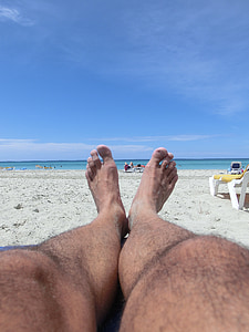 stranden, Kuba, fötter, koppla av, oro, Ben, solen