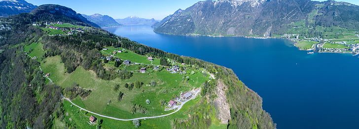 région du lac lucerne, Lucerne, montagnes, Panorama, eau, aucun peuple, scenics
