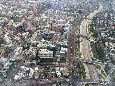 rascacielos, Santiago, Costanera centro, vista aérea, paisaje urbano, escena urbana, arquitectura