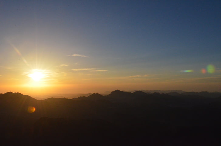 matahari, matahari terbit, Sinai, puncak gunung, langit, awan, di luar rumah