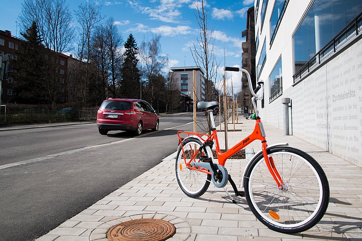 jízdní kolo, město, ulice, kolo, městský, Jyväskylä, provoz