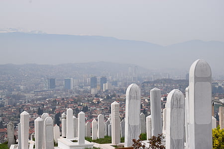 Sarajevo, Bosnia, Cementerio, arquitectura, paisaje urbano, ciudad, estructura construida