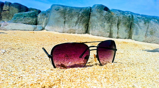 plajă, în aer liber, roci, nisip, mal, ochelari de soare, nici un popor