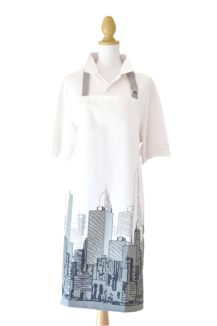 apron, cityscape grey, white