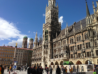 Mníchov, Marienplatz, hlavné mesto štátu, radnica, Bavaria