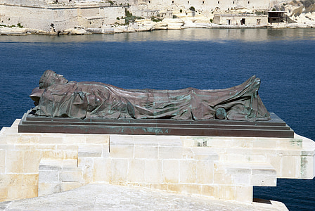 몰타, 2 차 세계 대전, 기념물, 기념관, 조각, valetta, 그랜드 하버
