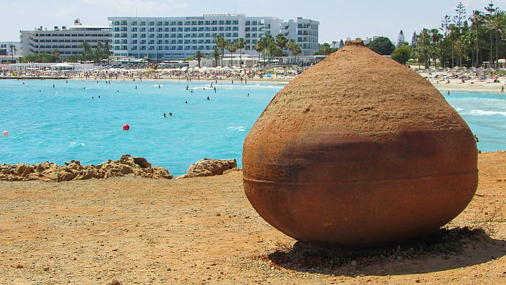 beholder, keramikk, keramiske, tradisjonelle, stranden, dekorasjon, Kypros