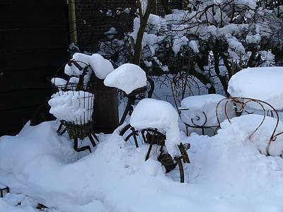 zimowe, śnieg, mróz, Echten, Drenthe, zimowa scena, Sopel
