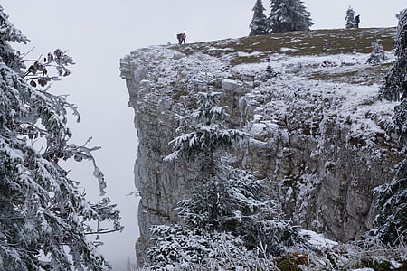 creux du Ван, планини, бездната, Швейцария, Клиф, мъгла, бяло