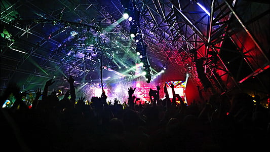audience, band, celebration, crowd, dancing, festival, lights