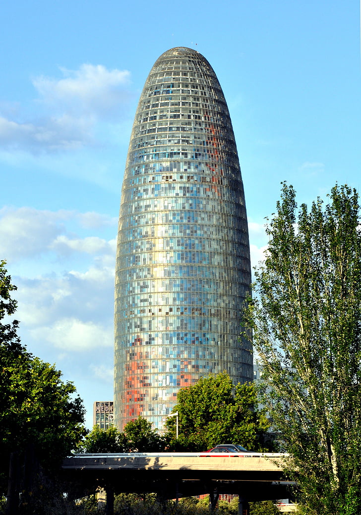 Torre agbar, Barcelona, arkitektur, staden, byggnader, Panorama över staden, Spanien