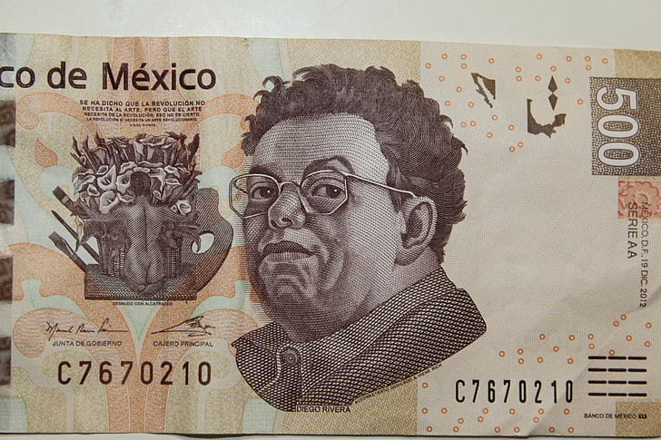 soldi, dinero, peso, valuta, contanti, messicana, 500