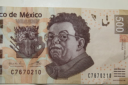 nauda, dinero, peso, valūta, naudā, Meksikas, 500