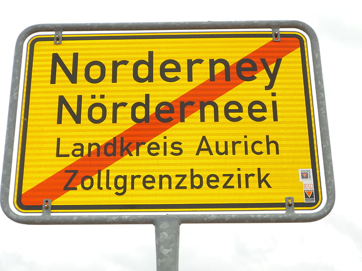 sinal de cidade, Norderney, estacionária