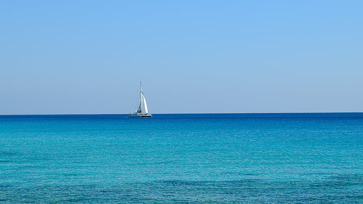 sea, horizon, blue, seascape, catamaran, tourism, vacation