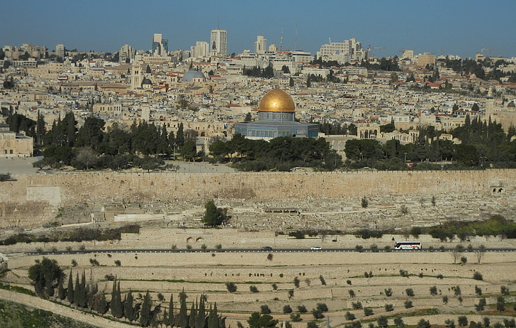 uolos kupolas, Jeruzalė, miesto peizažas, senas, religija, mečetė, šventykla