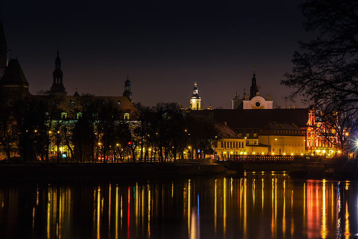 Wroclaw, rieka, Odra, Poľsko, mesto, vody, reflexie
