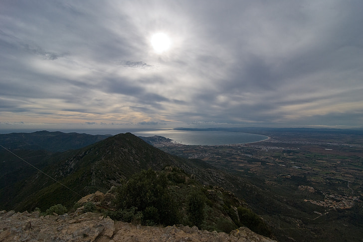 catalonia, spain, coastline, cloudy, bay, sea, landscape