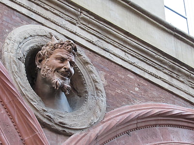ďábel, Bologna, Itálie, hlava, Architektura, budova, dekorace