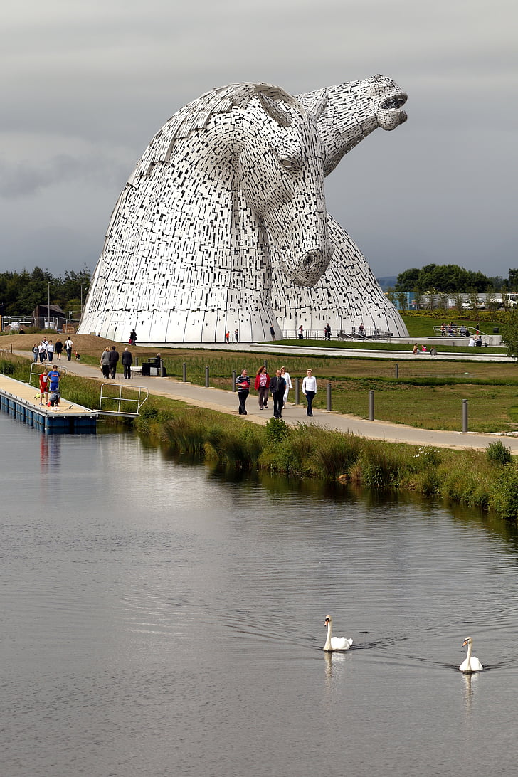 staty, monumentet, stål, metall, häst, Skottland, Falkirk