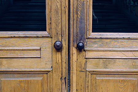 zlomený, tesařství, dveře, Dveřní knoflíky, dvoukřídlé dveře, vchod, skleněné panely