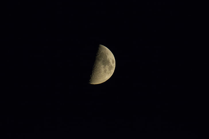 luna, četrtletju moon, polmesec, noč, temno, črna, Astronomija